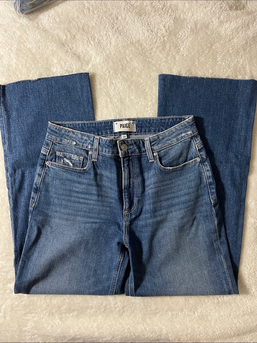 PAIGE Leenah Ankle Mid-Rise Straight Leg Jeans in Classic Indigo Wash